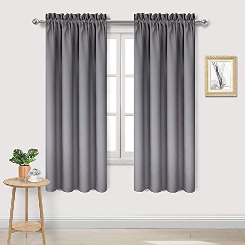 DWCN Rod Pocket Blackout Curtains for Bedroom Thermal Insulated Curtains Energy Saving Window Treatment Curtain Drapes for Living Room, 2 Panels, 46 x 72 inch, Grey
