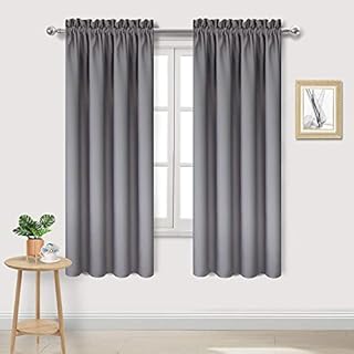 DWCN Rod Pocket Blackout Curtains for Bedroom Thermal Insulated Curtains Energy Saving Window Treatment Curtain Drapes for Living Room, 2 Panels, 46 x 72 inch, Grey