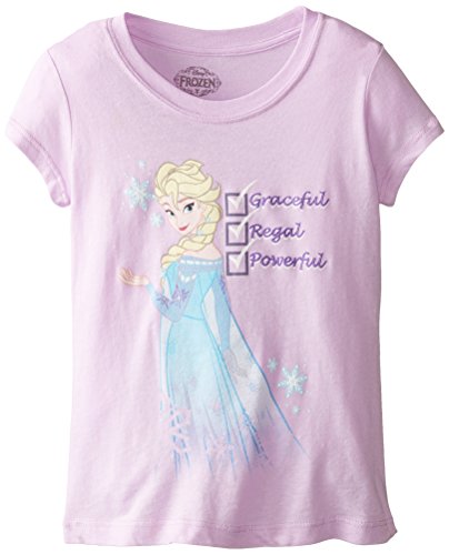 Disney Little Girls' Frozen Im Pretty Cool Short Sleeve Tee, Lilac, 6X