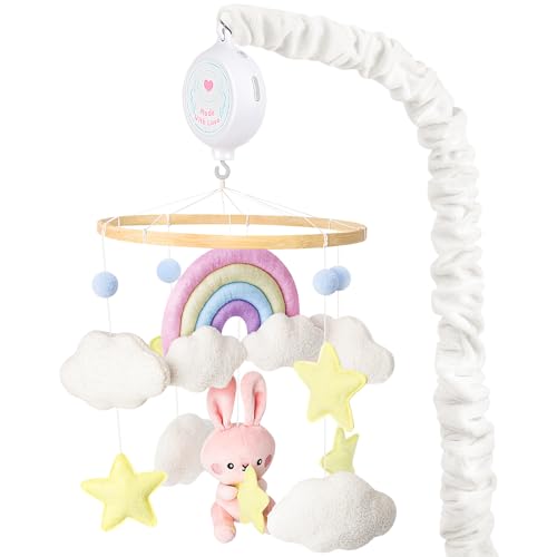 Image of Bunny Baby Musical Crib Mobile for Girls - Baby Mobile for Crib with 12 Lullabies Musical Box, Baby Mobile for New Borns, Nursery Mobiles, Fits Standard Cribs