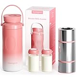 Portable Breast Milk Cooler for Travel Breastmilk Chiller with Baby Bottle 2 Pack Outdoor Milk Chiller Storage Container 48 Hours Breastmilk Cooler Bottle for Storage BPA Free 22oz
