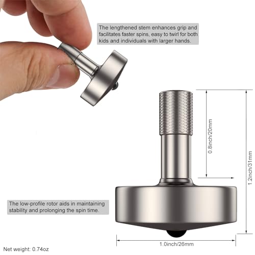 Image of DjuiinoStar Premium Titanium Spinning Top: Lengthened Stem, Easy to Twirl, High Performance (4-7 Minutes), CNC Machined, Great Time Killer, EDC Fidget Toy DST-817