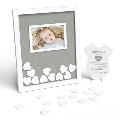 Image of Great Lakes Memories GLM Premium Baby Shower Guest Book with Welcome Sign & 50 Hearts - Perfect Keepsake Memory Book for Boy & Girl Baby Shower Decorations, Alternative to Traditional Guest Books!