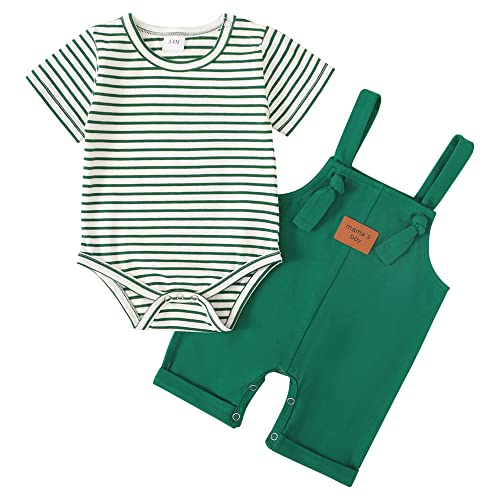 Image of nilikastta Newborn Baby Boy Clothes Infant Boy 2Pcs Top Romper Bodysuit Set 0-18 Months Overalls