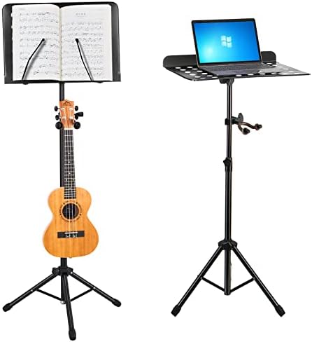 EASTROCK Music Projector Stand for Sheet Music with Violin Ukulele Hanger Holder Mount Professional Collapsible Durable Material Adjustable Orchestra Folding Music Stand for Music players