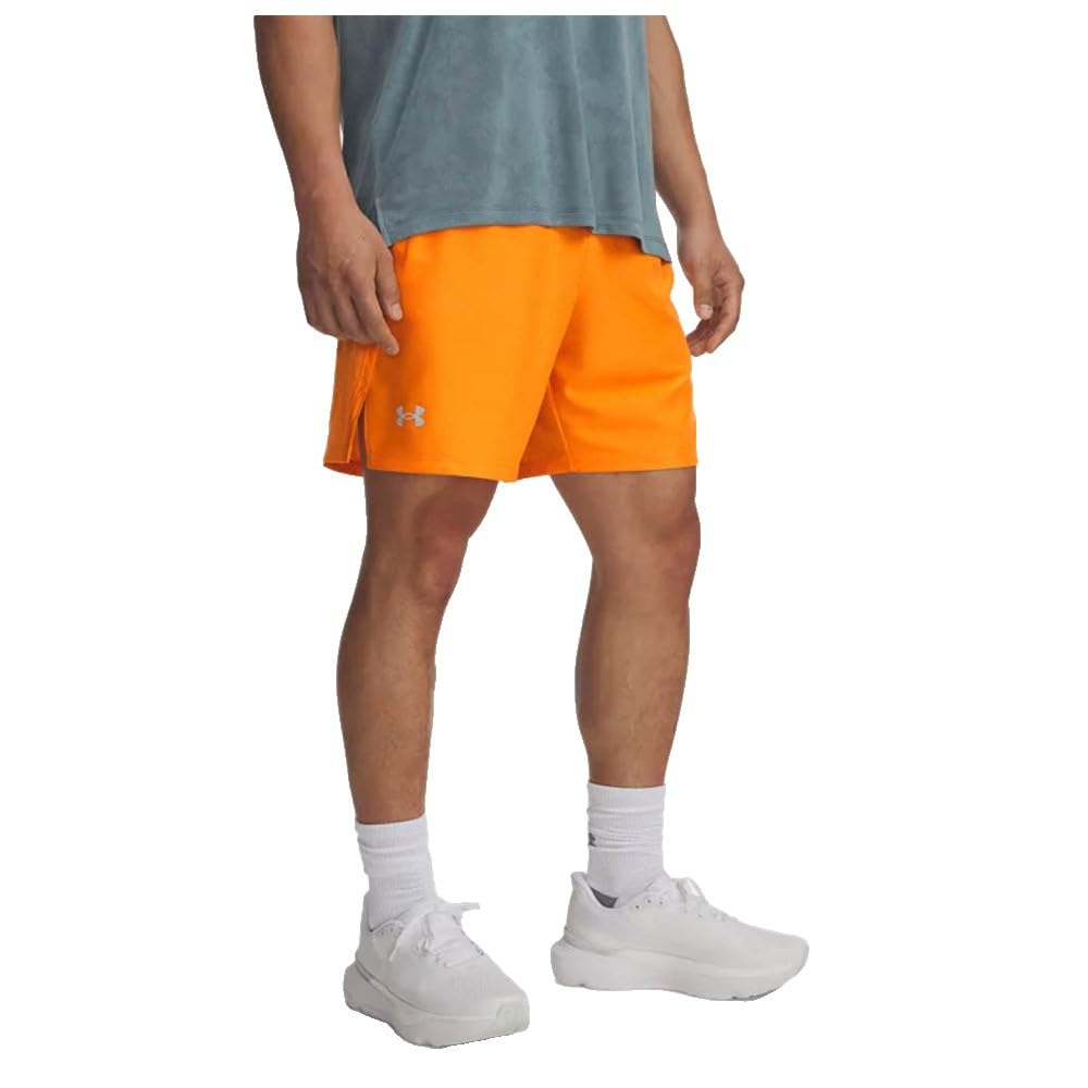 Under Armour Men's Launch 7in Shorts, Lightweight and Fast-Drying Running Shorts, Men's Gym Gear with Breathable Design and Pockets,Squad Orange/Squad Orange/Reflective,SM