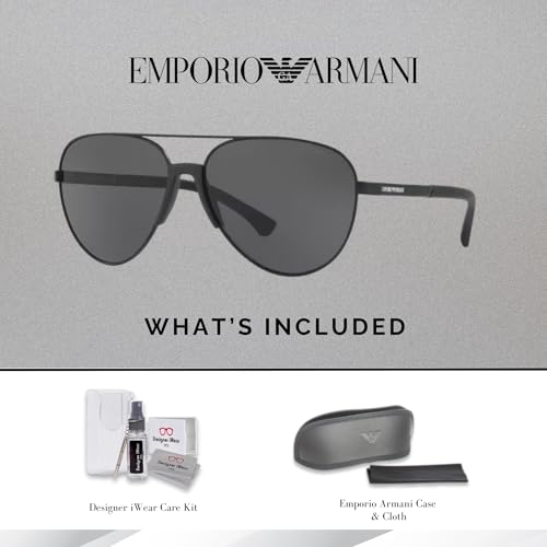 EMPORIO ARMANI EA2059 Aviator Sunglasses For Men +BUNDLE with ACCESSORY EYEWEAR KIT2
