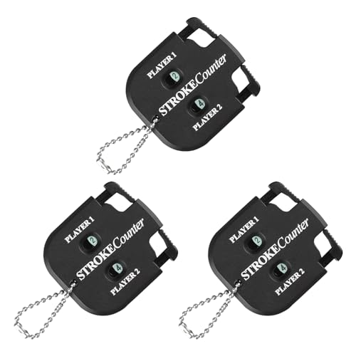 3 Pack Portable Golf Stroke Counter with Key Chain, 2 Player Shot Score Clicker Counter Handheld Small Digital Tally Counter for Golf Game Scoring Keeper Pitch Men Women (3Pcs Black)