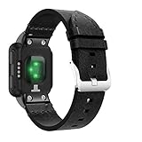 GELISHI Compatible Bands for Garmin Forerunner 35 Watch Genuine Leather Replacement Wristbands with Stainless Metal Clasp for Garmin Forerunner 35 Watch - Black (No Tracker)