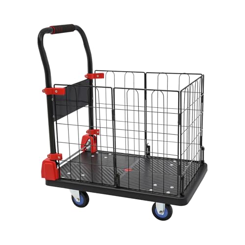 Carrito con plataforma plegable y jaula removible, capacidad 150 kg miniatura 2