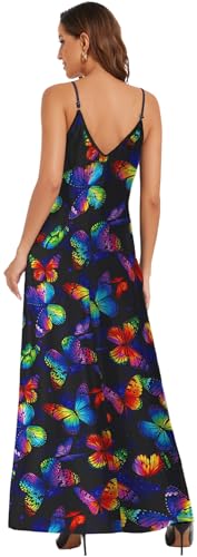 Image of Women's Maxi Sunflower Dresses Sleeveless Long Tie Dye Dress Casual Sundresses with Pockets