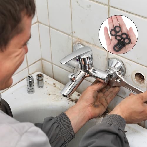 30Stk Dichtungsring Duschkopf,Wasserhahn Dichtung Duschkopf Duschschlauch 1/2 Zoll,Unterlegscheiben Anschluss 19mm Gummi,Dichtungsringe Gummidichtung für Hahnverbinder Schlauch,Brauseschlauch(Schwarz)