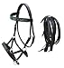 CHALLENGER Horse Western English Leather Bitless Sidepull Bridle w/Split Reins 77RS12BK