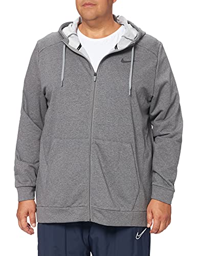 Nike Dri-Fit Men's Full-Zip Training Hoodie, Charcoal Heather/Black, Large #TOP21