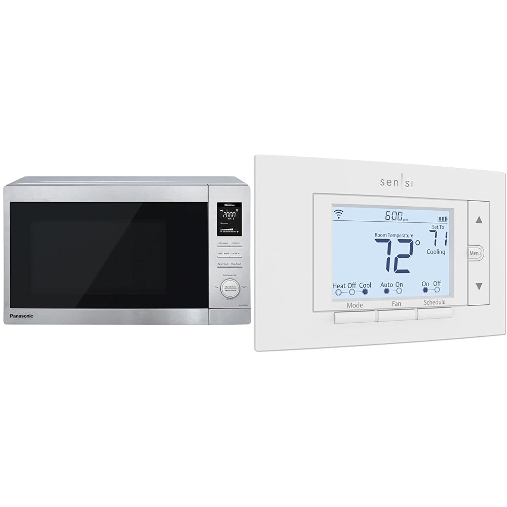 Panasonic NN-SV79MS 1 4 cu ft Smart Inverter Works with Alexa Countertop Microwave Oven 1200Watt Emerson Sensi Wi-Fi