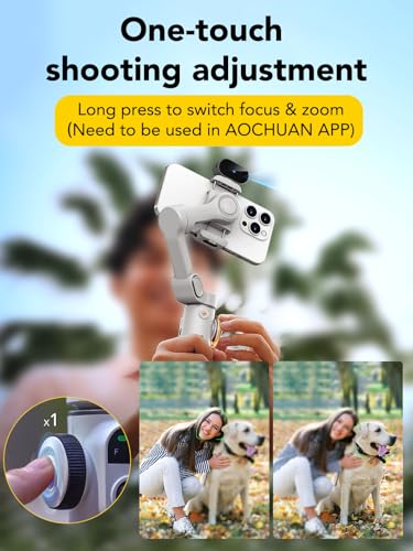 AOCHUAN Gimbal Stabilizer for Smartphone,NO APP Tracking,20CM Extension Rod,Face & Object Tracking stabilizer for iPhone & Android,3-Axis OLED Gimbal for Video Recording-AOCHUAN Smart X2AI Black — view 4