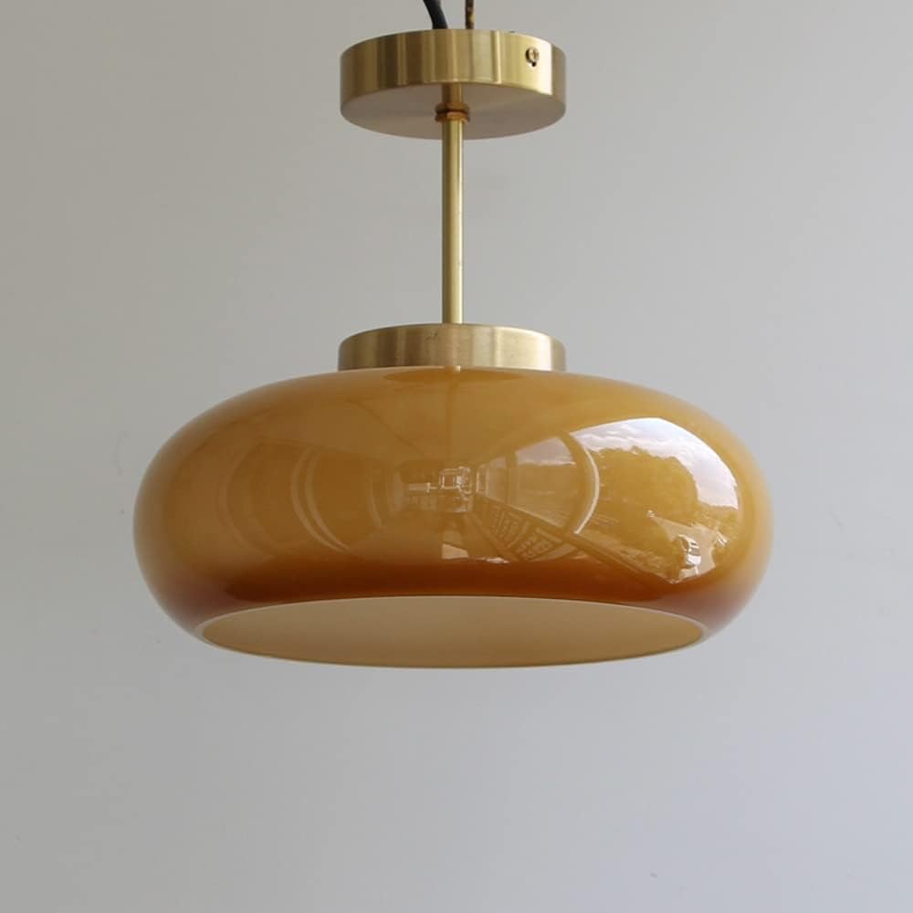 da a Sospensione Minimalista con Paralume in Vetro Giallo, 1 Luce, Finitura in Ottone, Dario, plafoniera per Sala da Pranzo, Isola Cucina, plafoniere, Luce per Sala da Pranzo