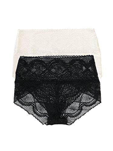 Felina Finesse Mock Wrap Brief (Back to Basics, Small-Medium) - Lace Underwear For Women - Women Lace Briefs - Lace Panty - Lace Brief Panties For Women - Ladies Lace Panties