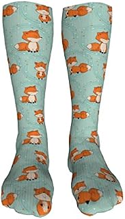 702 Unisex Trainer Socks Cute Cartoon Fox Work Socks Breathable Athletic Socks Comfortable Office Socks For Runing Hiking 50Cm