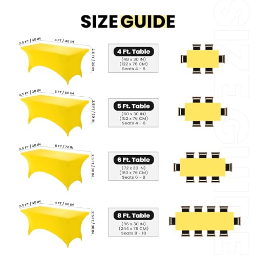 Image of Utopia Kitchen Spandex Tablecloth 1 Pack [6FT, Yellow] Tight, Fitted, Washable and Wrinkle Resistant Stretch Rectangular Patio Table Cover for Event, Wedding, Banquet & Parties [72Lx30Wx30H Inch]