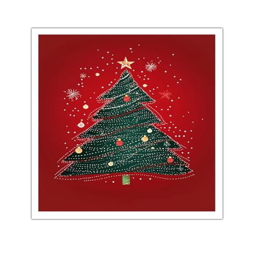 Arbre de Noël abstrait toile art mural salon peinture rouge festive 95x95