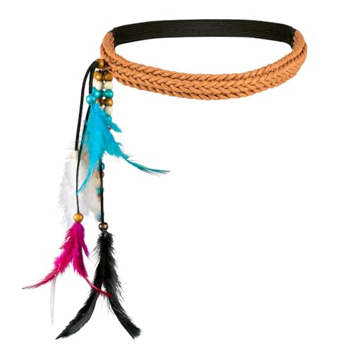 Boland 44548 - Fascia per capelli con piume, per adulti, stile bohémien, hippie, indiana, Carnevale, Carnevale, Fastnacht, festa a tema, Halloween
