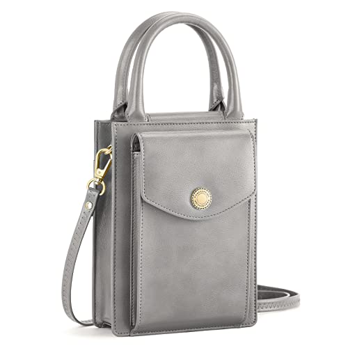 Peacocktion Small Crossbody Cell Phone Purse For Women, Top Handle Bag, Shoulder Handbag With Credit Card Slots, Grey #TOP1