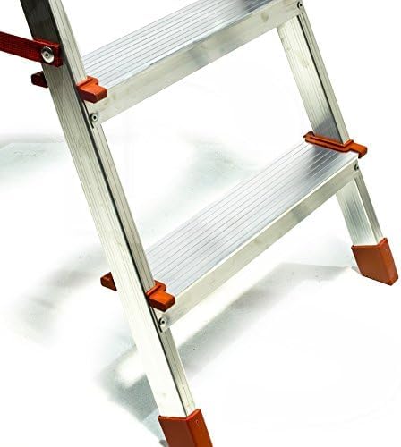 Kasart Escalera de uso doméstico de aluminio, capacidad de 150 kg, fabricada en Italia, certificada EN 131 (5 peldaños)
