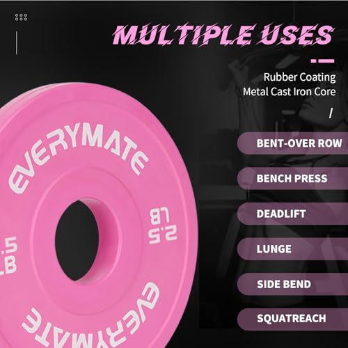 Image of EVERYMATE Change Weight Plates 1.25LB 2.5LB 5LB Set Fractional Olympic Bumper Plates for Cross Training Steel Insert Strength Training