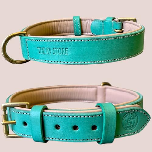 Image of High Graded Premium Leather Dog Collar- Dog Collar for Large Dogs, Dog Collar for Med, Dog Collar Belt (Green, Size Neck - Large (18.5-22.5 Inch))
