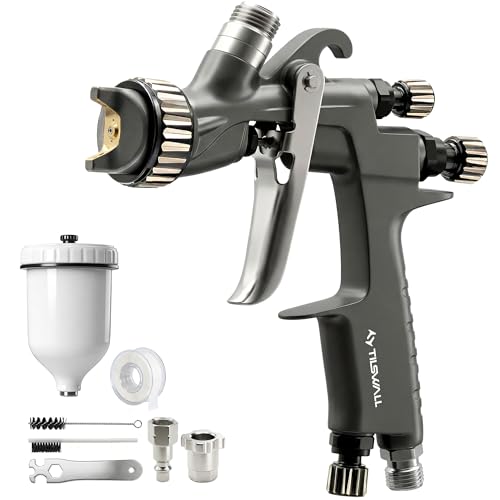 Tilswall Pinto LVLP Spray Gun, Ultral-Long Service Life with All-Stainless Steel Flow Channel, Air Paint Gun Suitable for Most Paints, Ideal for Automotive Painting and Professional Project