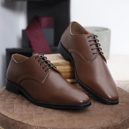 Image of LOUIS STITCH Men's Italian Leather Shoes Handmade Formal Lace Up Derbies for Men (RXPL)