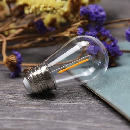 Futime 48 Pack S14 Led String Light Bulbs, 1W Shatterproof & Waterproof Outdoor Indoor Replacement Bulbs, E26 Base Edison Led Light Bulbs Warm White 2200K. (S14 48Pack) #TOP2