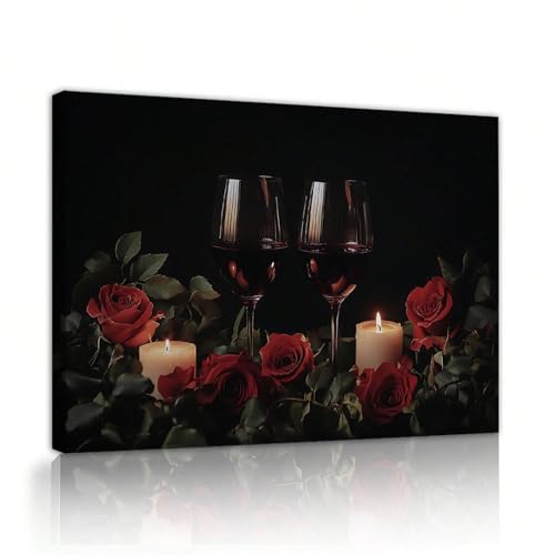 Peinture sur toile rose et bougie 21x30 cm impression esthétique