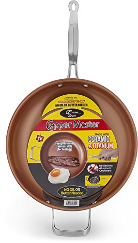 Ceramic & Titanium Non-Stick Frying Pan - 12 inch Dishwasher & Oven Safe Non-Scratch Cookware With Induction Plate - By Copper Master