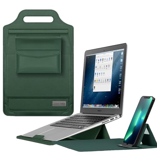 Laptops sleeves 13 14 inch PU vert étui de protection ordi avec tapis souris