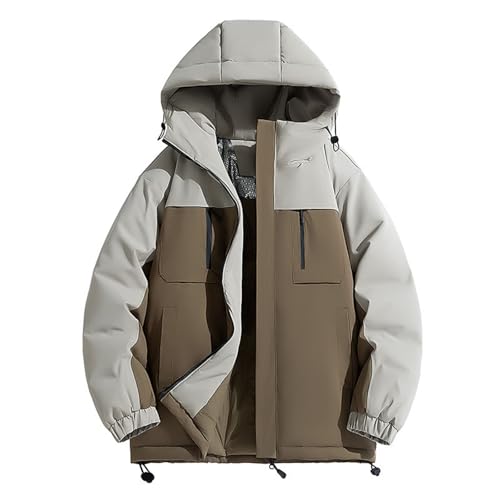 Abrigo con capucha de color de invierno 2026, chaqueta deportiva cálida para exteriores para clima frío, ropa de abrigo de moda, gris, 3XL