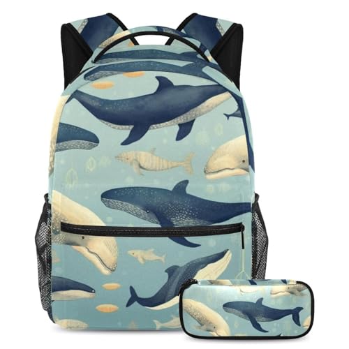 Sac à dos Blue Whale Undersea World grand volume pour ranger tous les cahiers