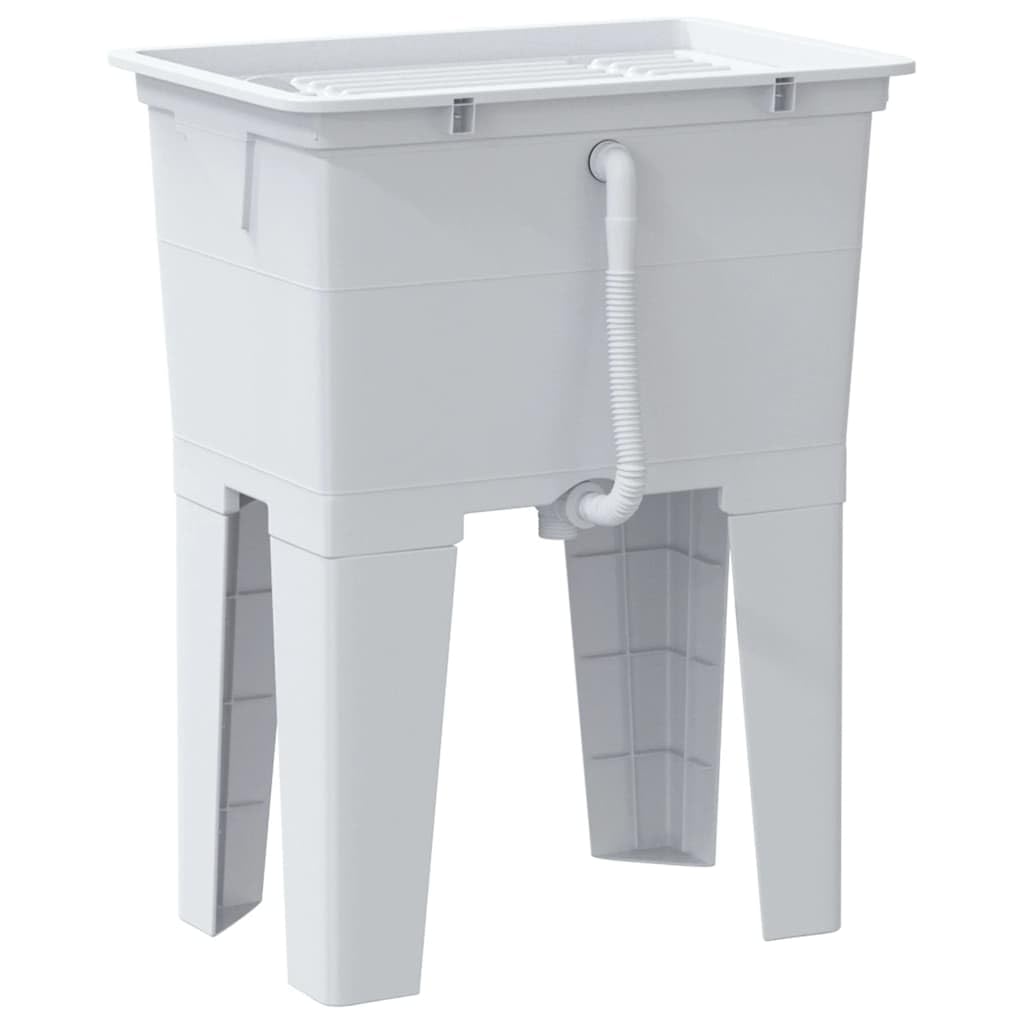 vidaXL Fregadero de lavadero de resina blanco 59x41x75 cm