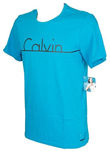 Calvin Klein T-Shirt Uomo Manica Corta Girocollo CK Articolo NM1353E S/S Crew Neck T, 4ID Paradise w/Black Cut Logo, S