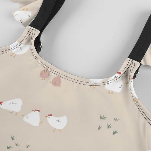 Image of Girls One Piece Swimsuit Lovely Cute Animals Ruffles Swimwear Bathing Suits 3-12 Years