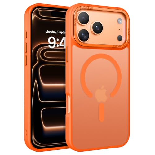 Image of YINLAI for iPhone 17 Pro Case 6.3-inch,Magnetic Compatible with MagSafe, Slim Matte Anti-Fingerprint, Shockproof Full Body Military Grade Protection for iPhone 17 Pro Cover, Cosmic Orange