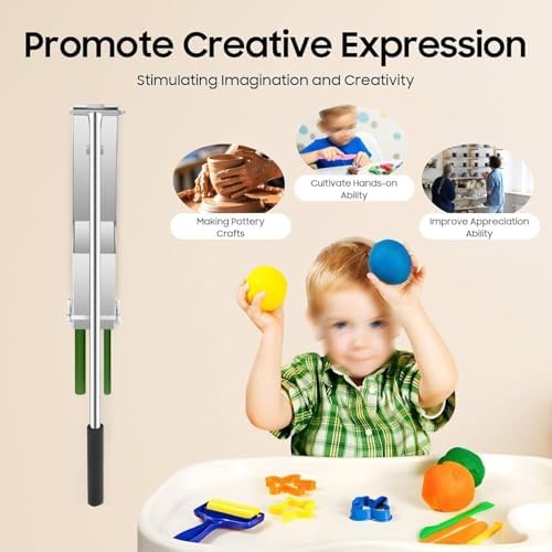 Extrusora de arcilla de acero inoxidable, cortador de pasta de azúcar montado en la pared con 4 troqueles intercambiables, herramienta de extrusión de arcilla suave para manualidades y horneado