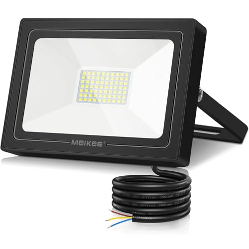 MEIKEE 60W Led Floodlight Outdoor LED Security Light IP66 Waterproof 5200 Lumen Super Bright Spot Lights 6500K Cold White Light for Garden Garages Warehouse
