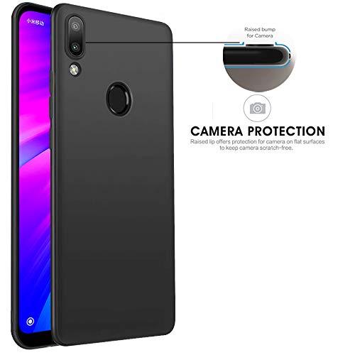 Image of TheGiftKart Sleek Back Cover Case for Xiaomi Redmi Y3 / Redmi 7 | Slim Fit Protective Design | Ultra Matte Finish | Camera Protection Bump | Soft Silicon Back Cover Case (Silicone, Black)