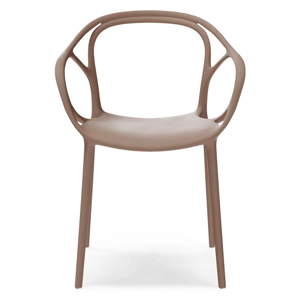 REDÒKASA Set 4 sedie in polipropilene CHIARA, impilabile, design moderno, ideale per sala da pranzo, soggiorno, cucina, sala d’attesa, bar, ristoranti (4, Tortora)