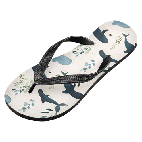 Watercolor Whales Flip Flop Sandal for Women Men, Casual Beach Slippers Indoor Outdoor XS2
