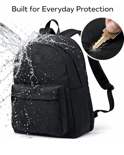 Hanke Travel Backpack for Women Men, 15.6 Inch Laptop College Backpack, Lightweight Small Computer Bookbag, Water-Resistant Casual Daypack, Black — view 3