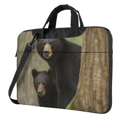 Maletín para portátil con diseño Black Bear Mother and Cub 15.6 pulgadas miniatura 1