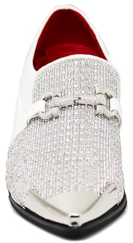 Enzo Romeo Crisino Men Rhinestone Chrome Toe Suede Pointy Buckle Dress Loafer Slip On Shoes4